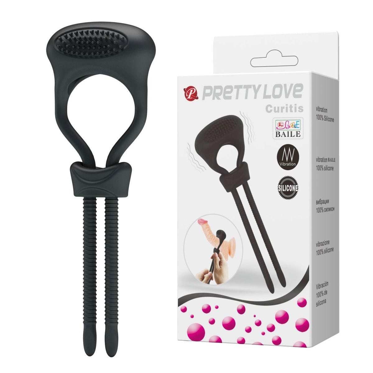 Вібруюча ерекційна петля Pretty Love Curitis Penis Loop Black